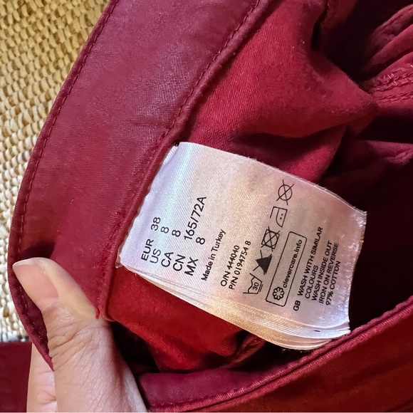 Isabel Marant pour H&M waxed cotton red low rise biker cropped pants EU38 - Picture 6 of 9